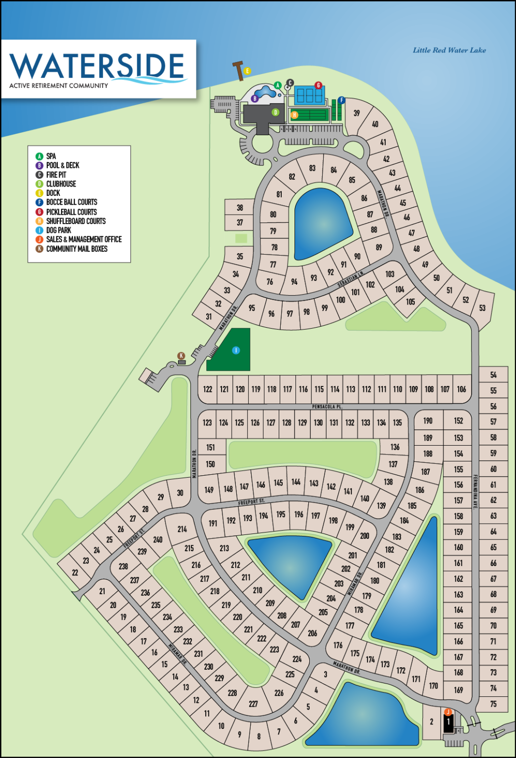 Community Map of Waterside MHC 55+ MHC Avon Park, FL